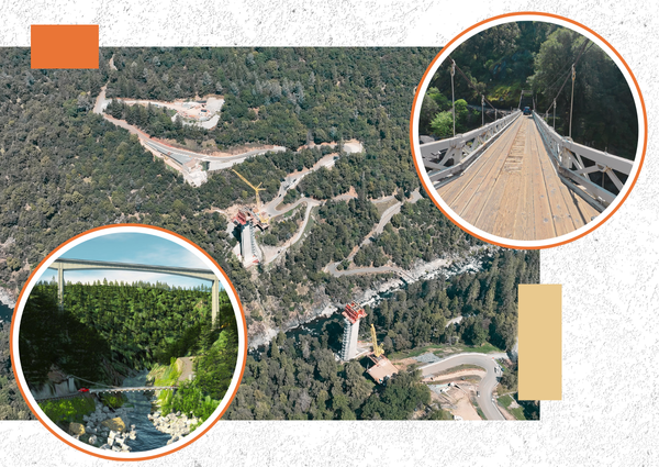 Construction progresses on Mosquito Bridge in El Dorado County, now 87% complete.