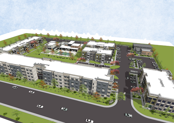 Merriment Village apartments faces funding hurdles but moves forward with revised plan.